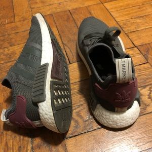 Women’s Adidas NMD R1 olive and maroon